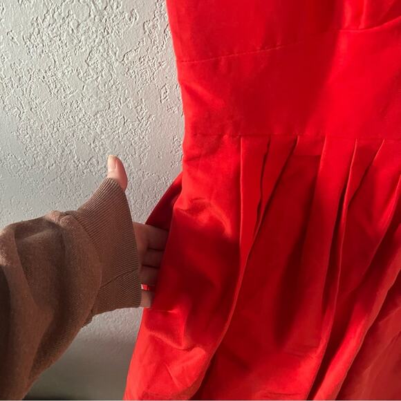 J.Crew Red V-Neck Dress in Faille Cotton Silk *Tall* - Picture 5 of 10